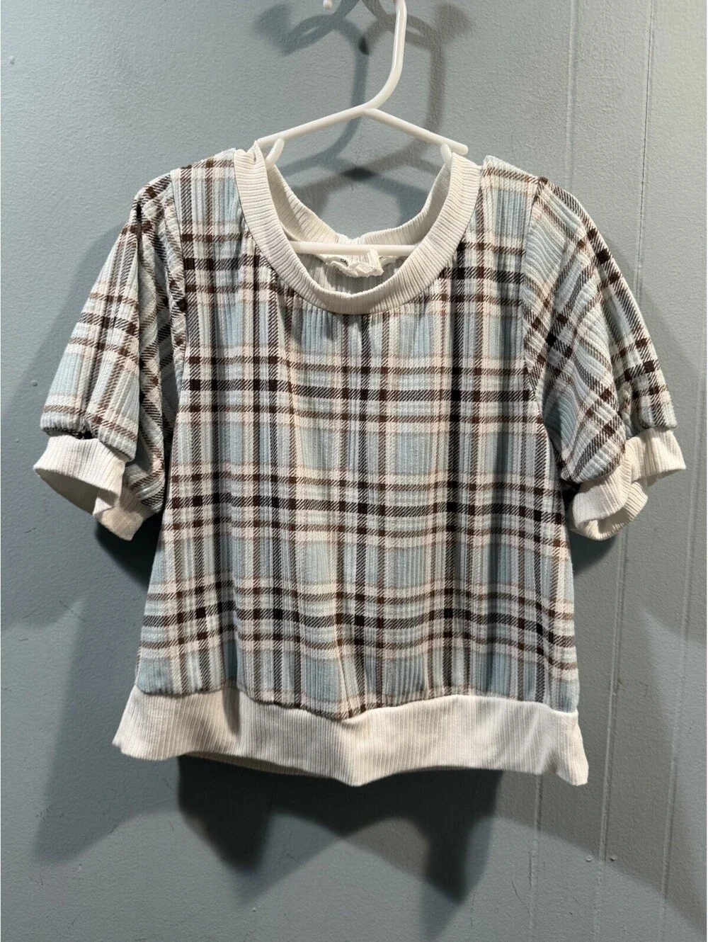 Kids Girls Caution To The Wind Blouse Size Small Plaid Multicolor